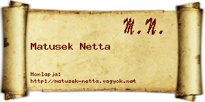 Matusek Netta névjegykártya